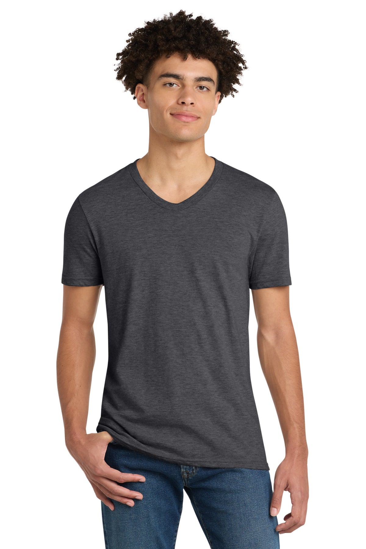 District Very Important Tee V-Neck. DT6500 - Heathered Charcoal