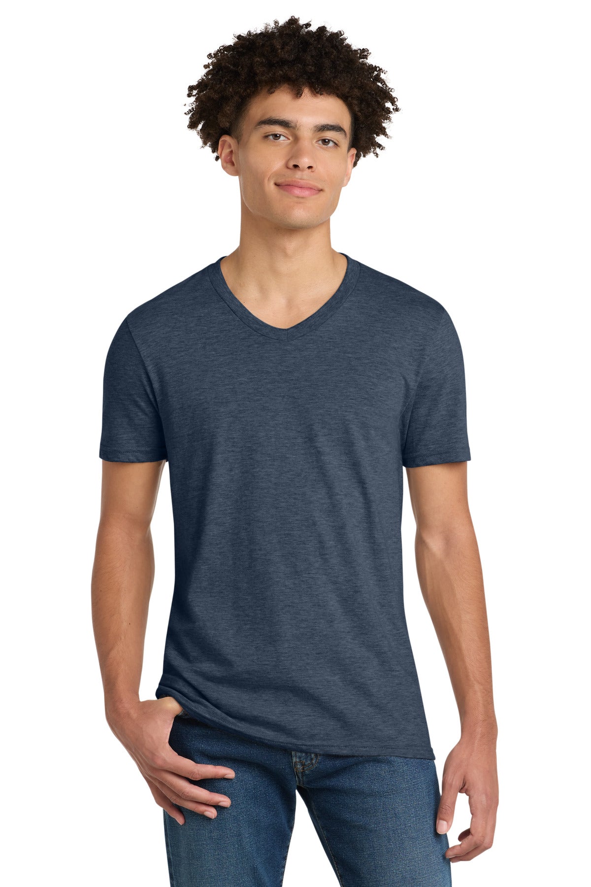 District Very Important Tee V-Neck. DT6500 - Heathered Navy