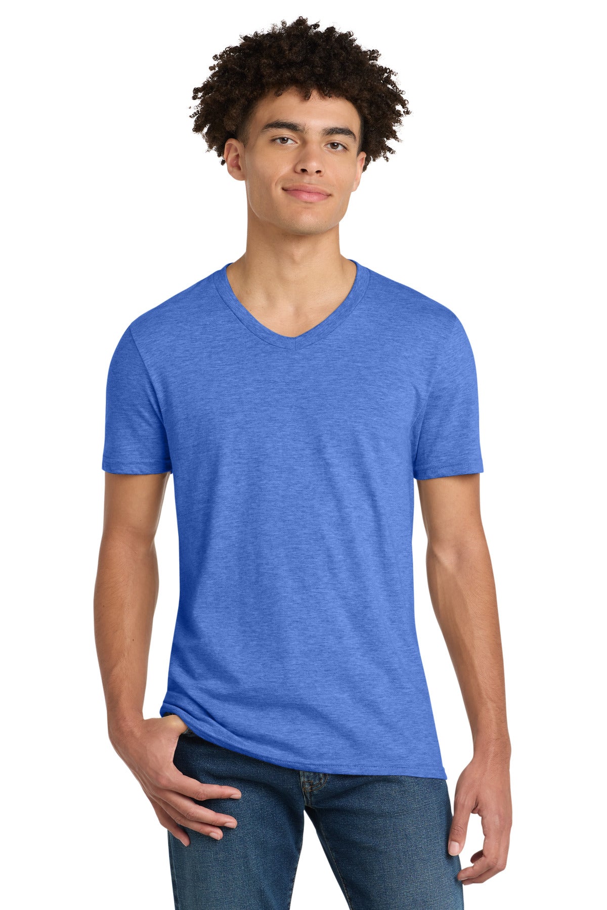 District Very Important Tee V-Neck. DT6500 - Heathered Royal