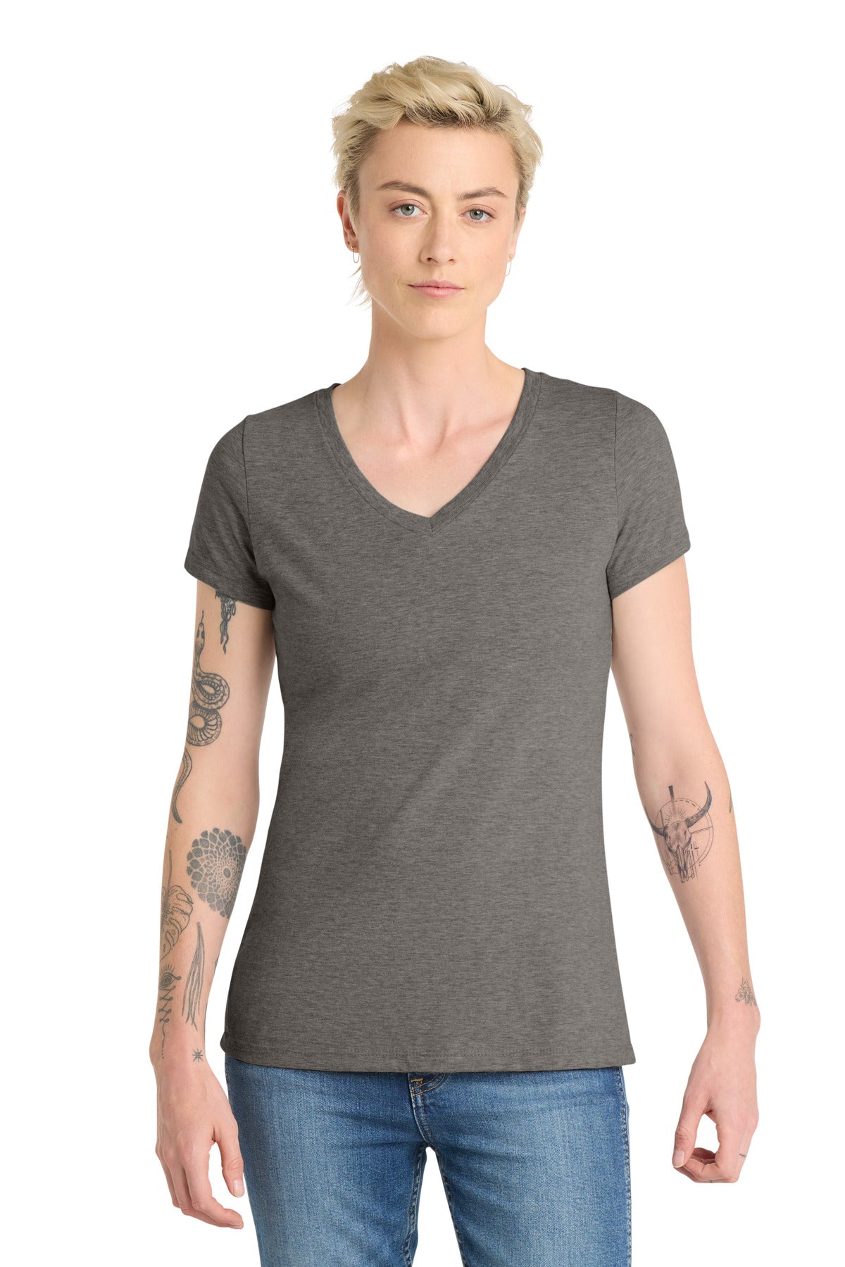 District  Women's Very Important Tee  V-Neck. DT6503 - Grey Frost