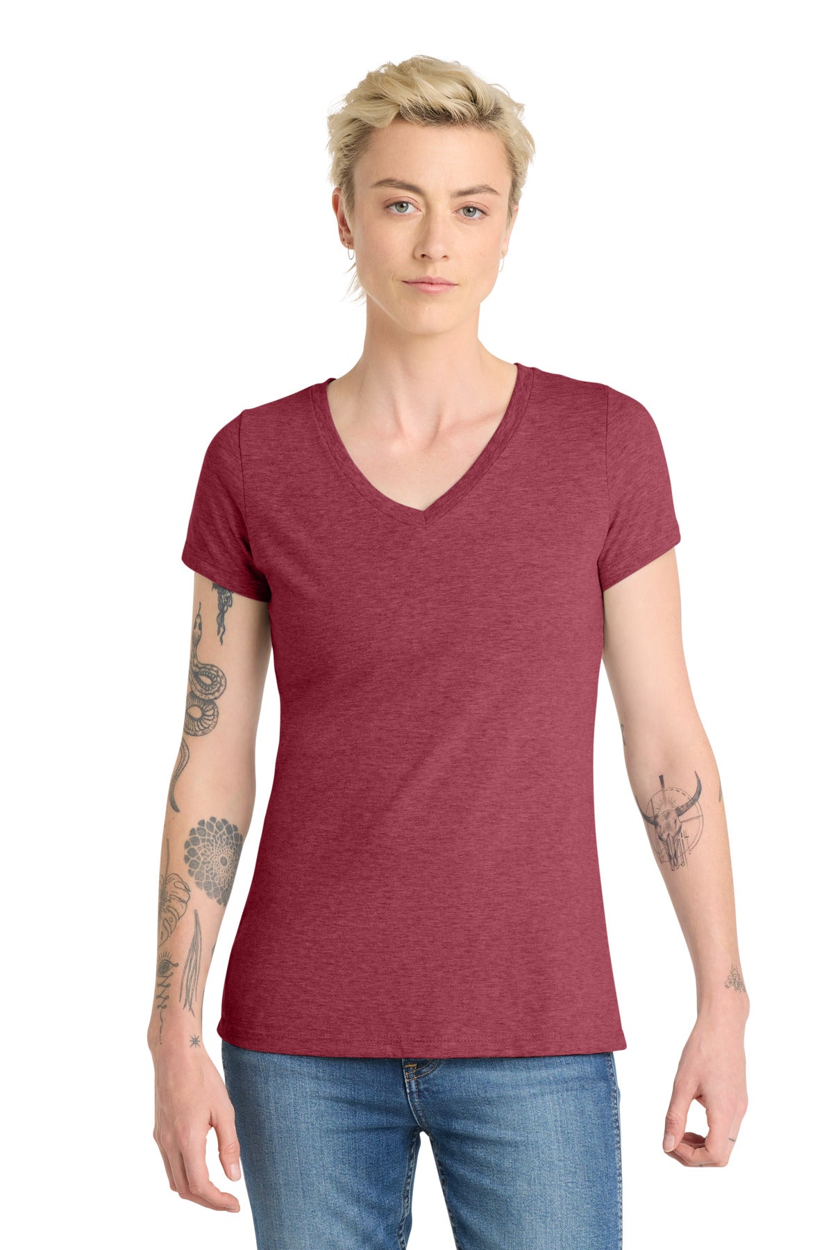 District  Women's Very Important Tee  V-Neck. DT6503 - Heathered Cardinal