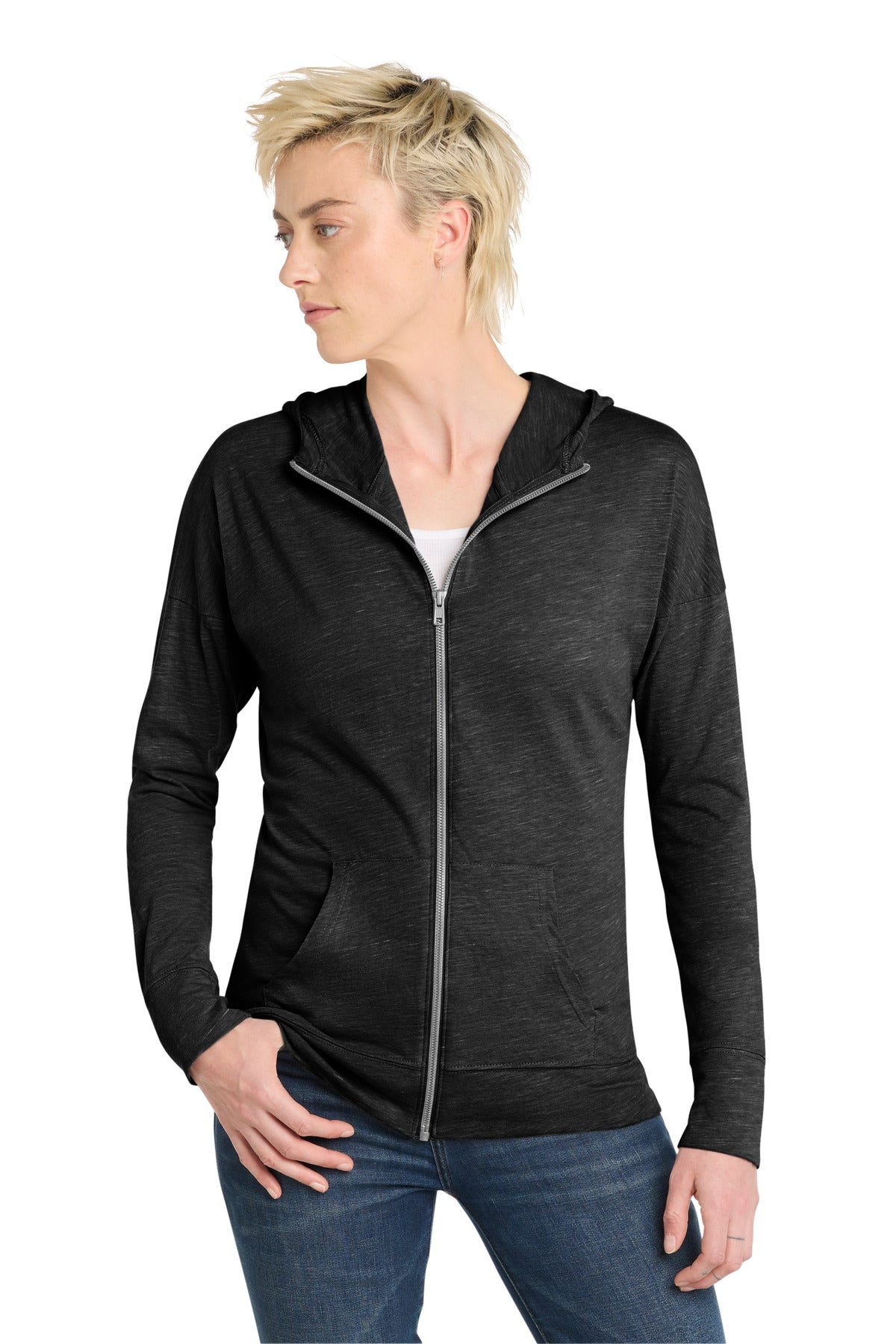 District  Women's Medal Full-Zip Hoodie. DT665 - Black