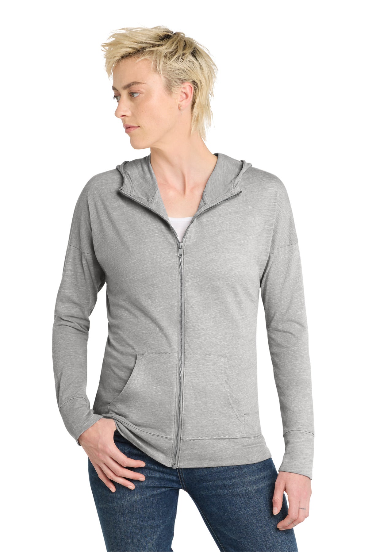 District  Women's Medal Full-Zip Hoodie. DT665 - Light Grey
