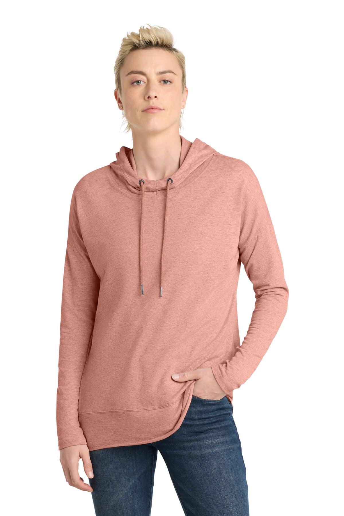 District  Women's Featherweight French Terry  Hoodie DT671 - Nostalgia Rose Heather