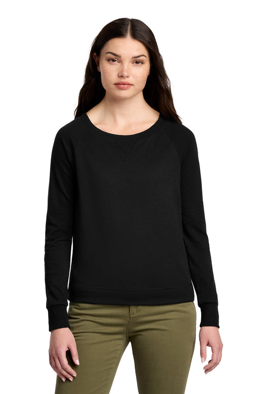 District Women's Featherweight French Terry Long Sleeve Crewneck DT672 - Black