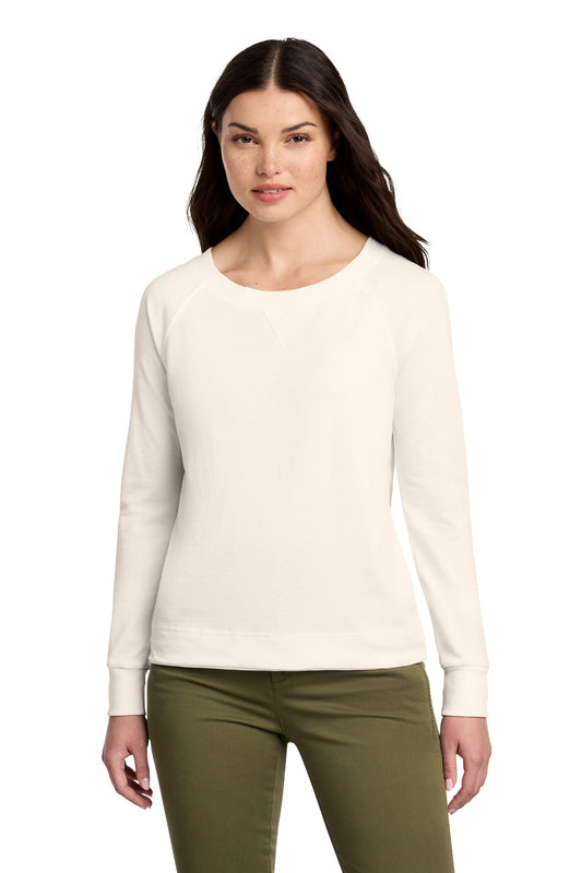 District Women's Featherweight French Terry Long Sleeve Crewneck DT672 - Gardenia