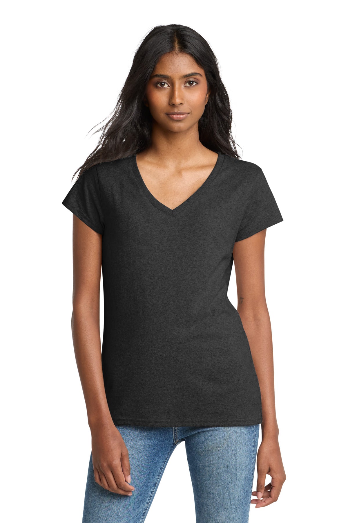 District  Women's Re-Tee  V-Neck DT8001 - Charcoal Heather