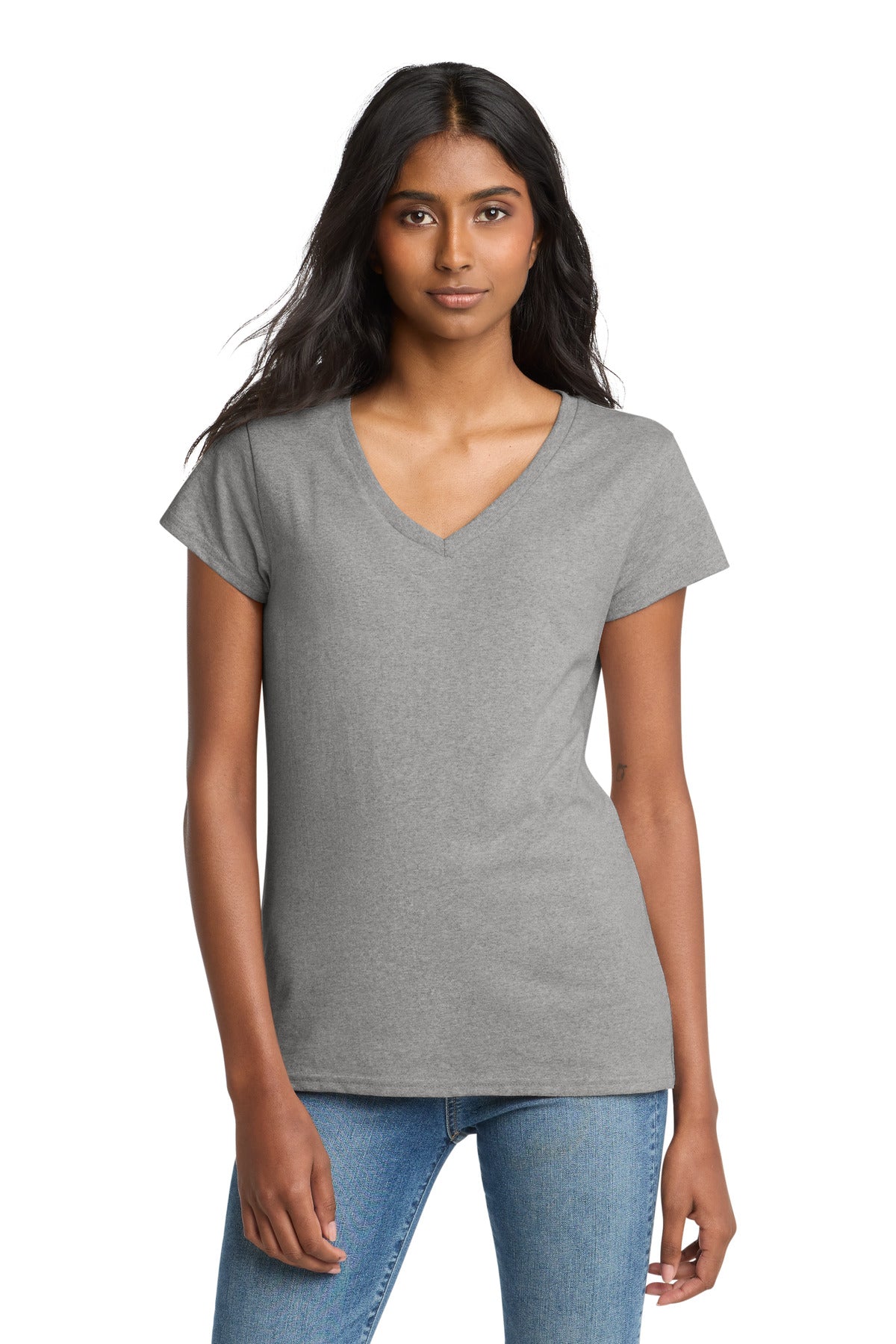 District  Women's Re-Tee  V-Neck DT8001 - Light Heather Grey