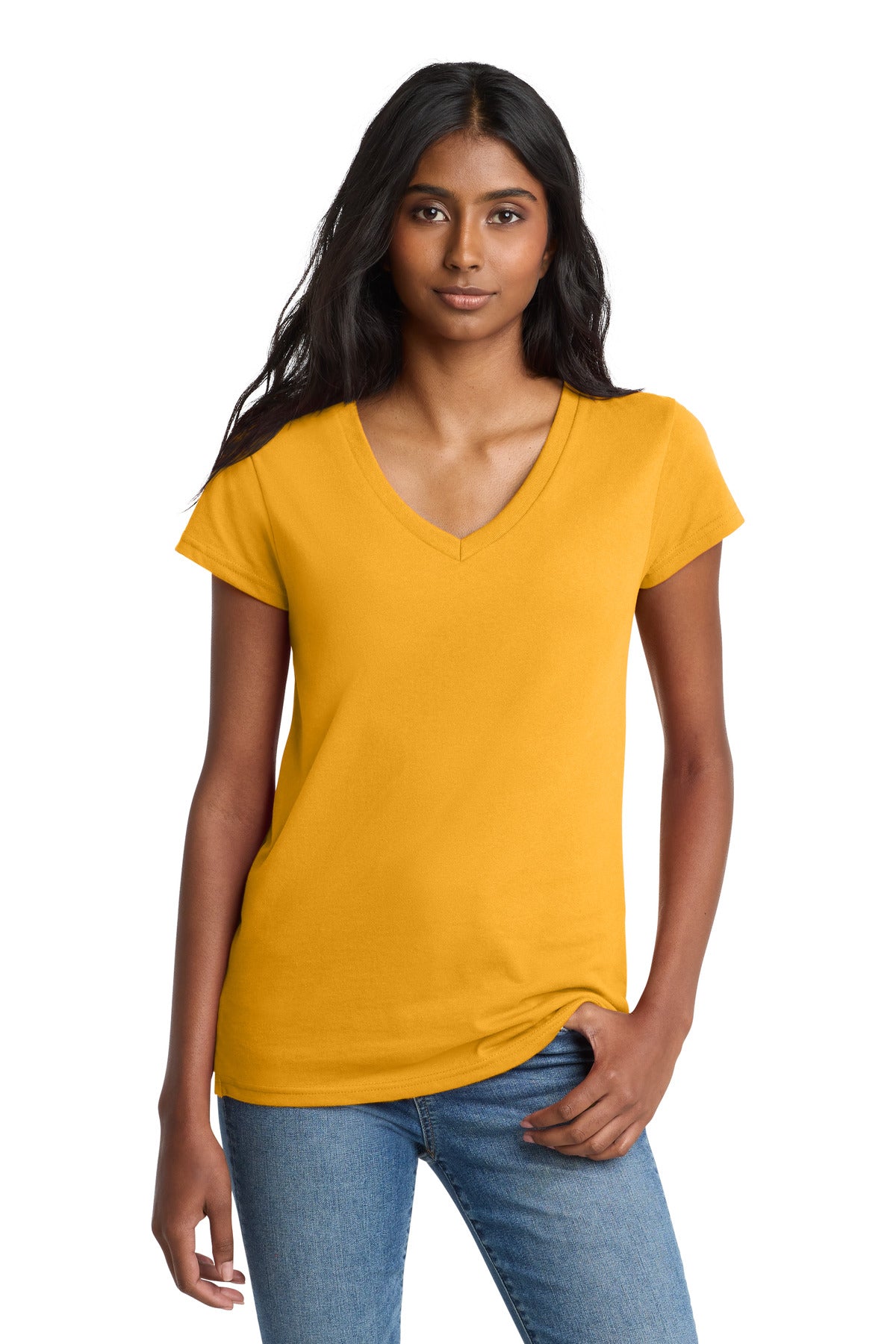 District  Women's Re-Tee  V-Neck DT8001 - Maize Yellow