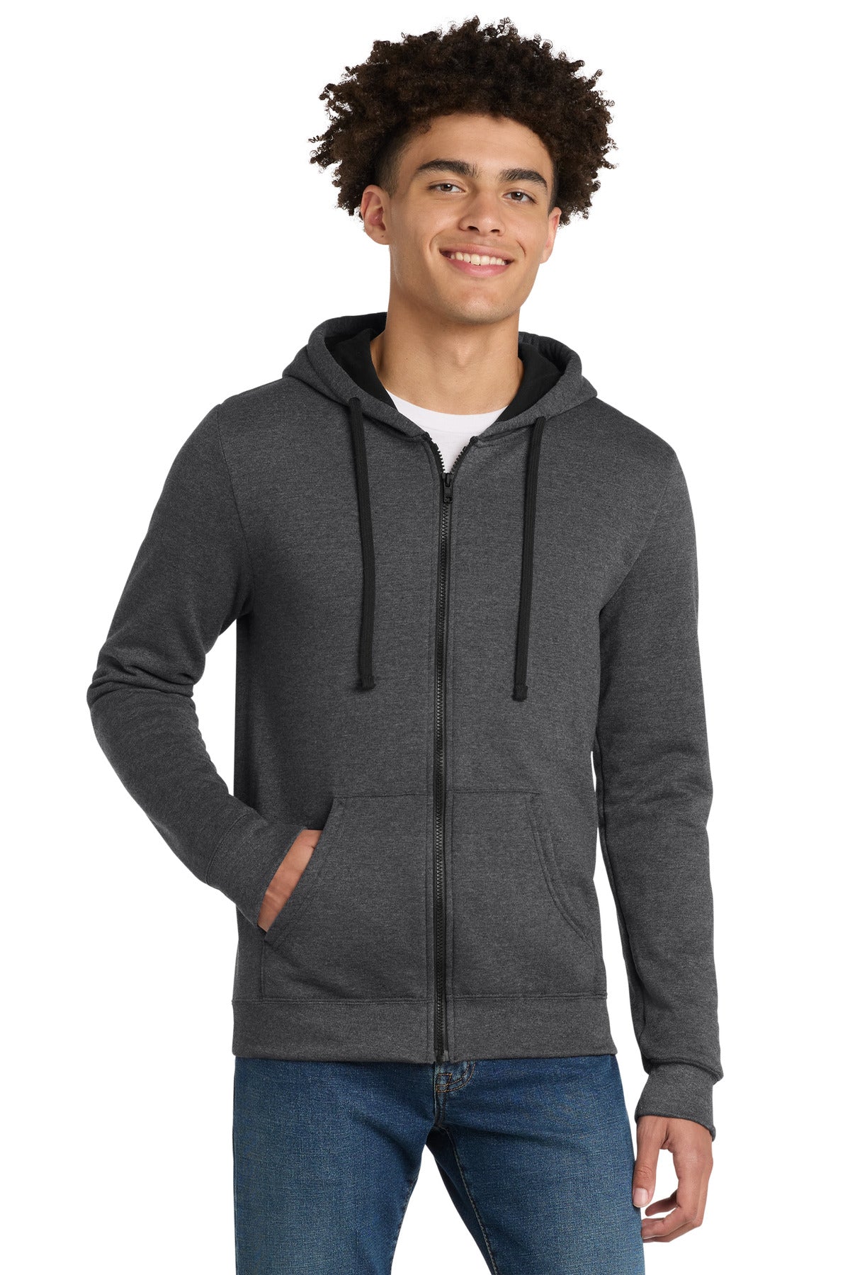 District The Concert Fleece Full-Zip Hoodie. DT800 - Heathered Charcoal