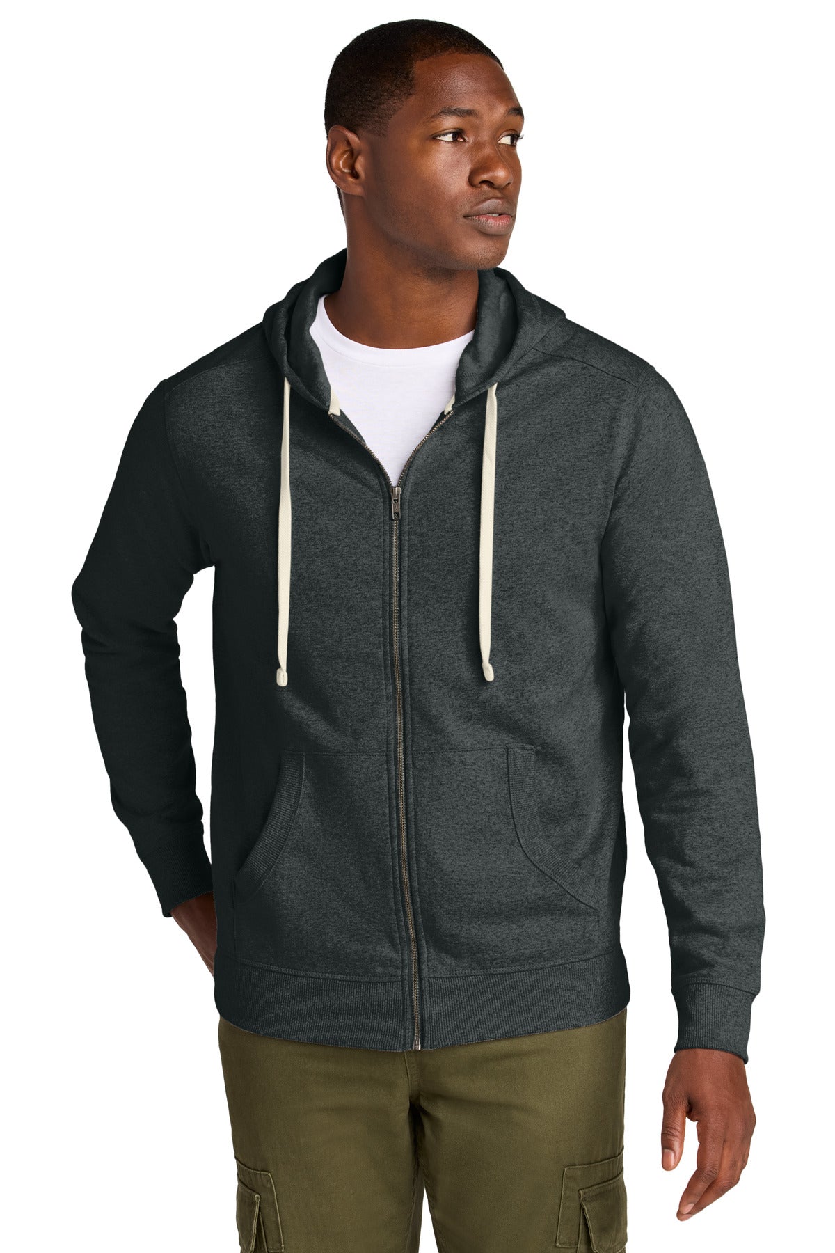 District Re-FleeceFull-Zip Hoodie DT8102 - Charcoal Heather