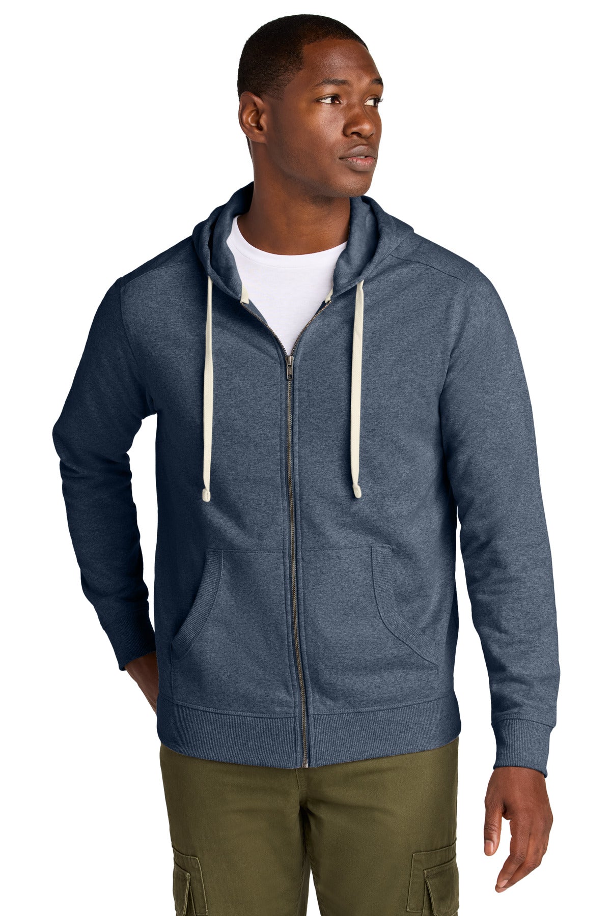 District Re-FleeceFull-Zip Hoodie DT8102 - Heathered Navy