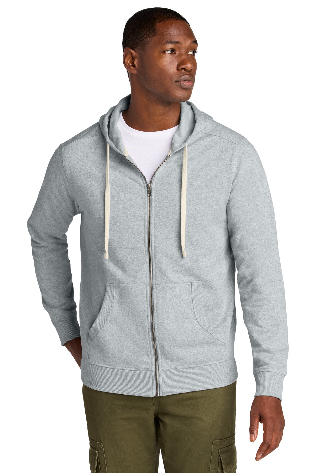 District Re-FleeceFull-Zip Hoodie DT8102 - Light Heather Grey