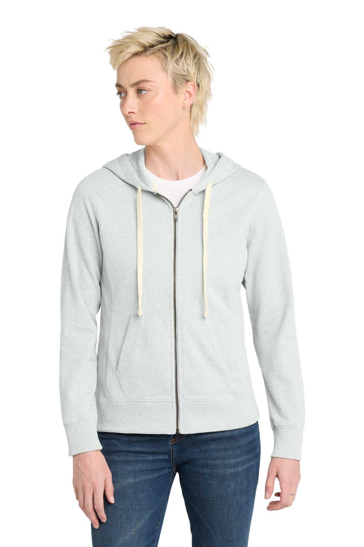 District Women's Re-FleeceFull-Zip Hoodie DT8103 - Ash