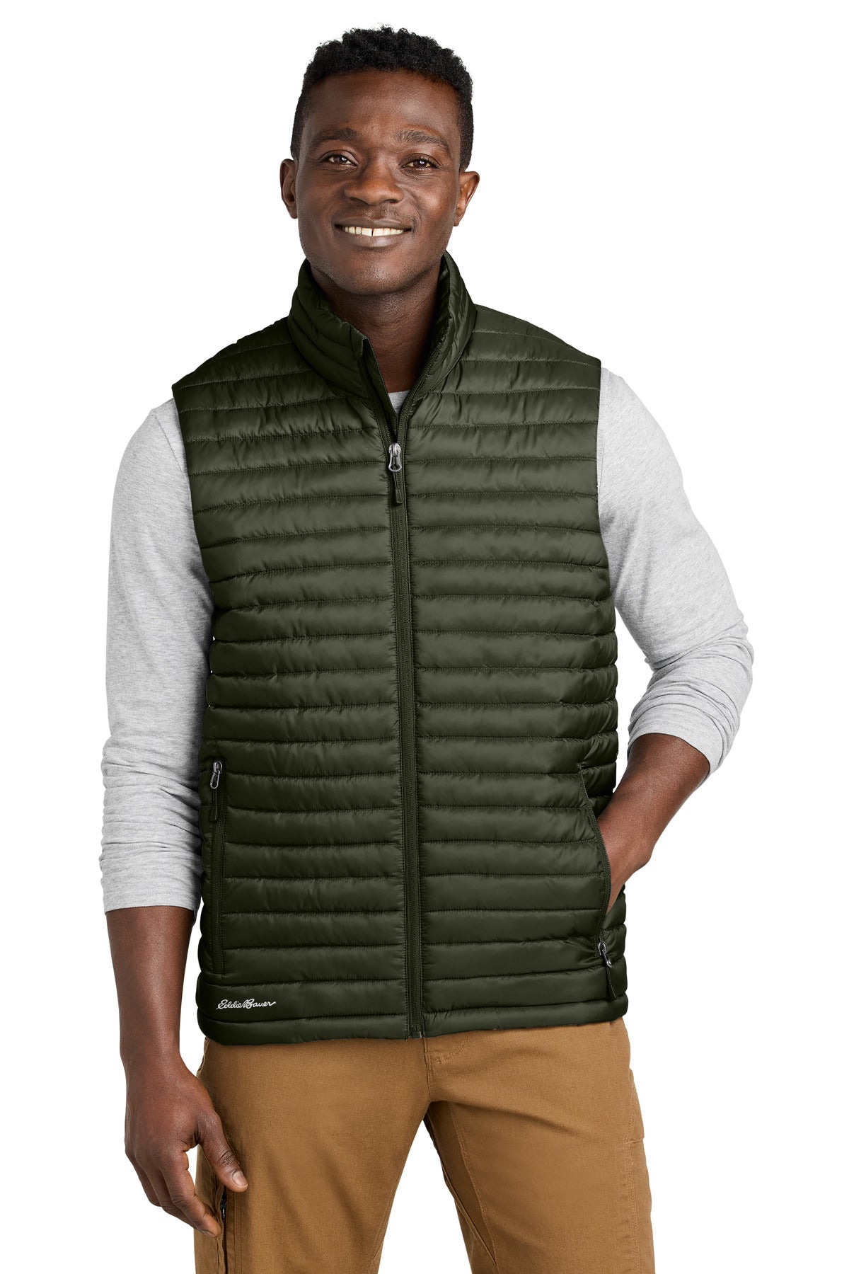 Eddie Bauer Packable Quilted Vest EB516 - Olive Green