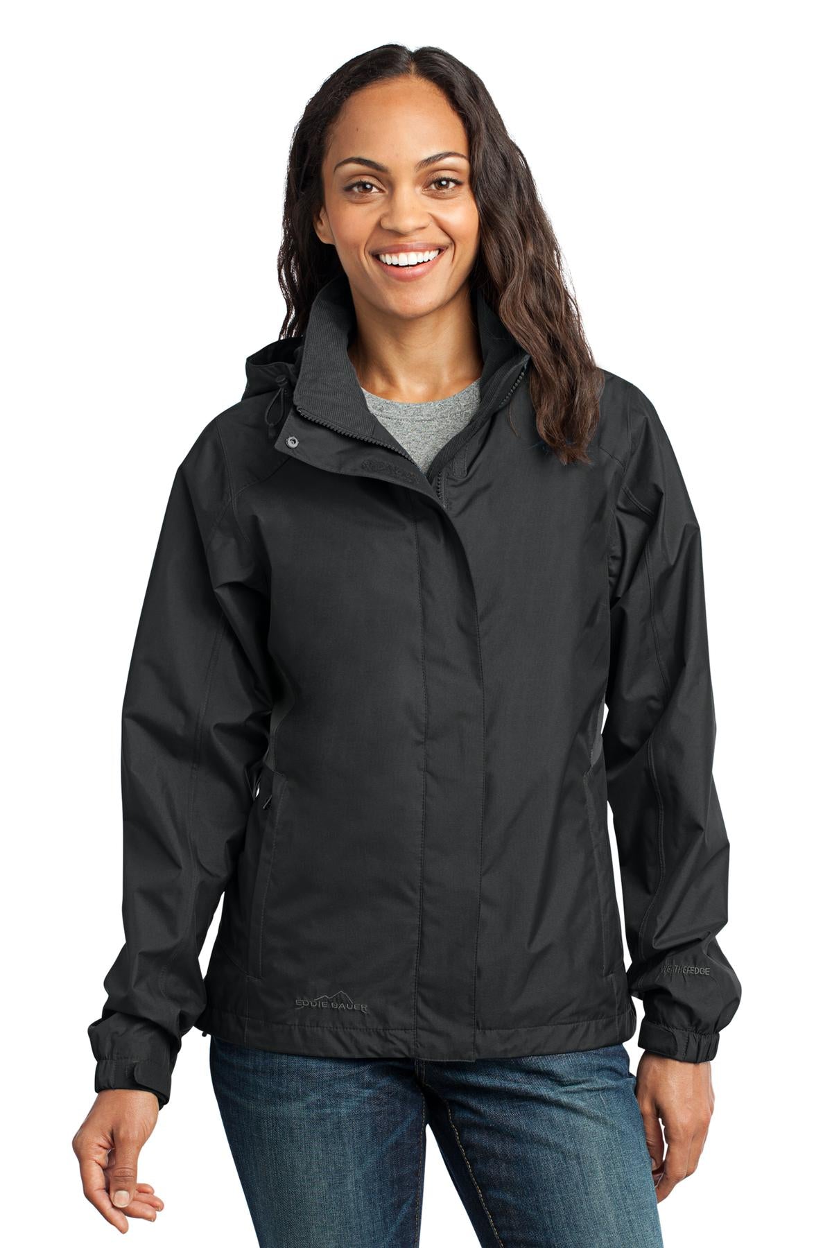 Eddie Bauer Women's Rain Jacket. EB551 - Black/ Steel Grey