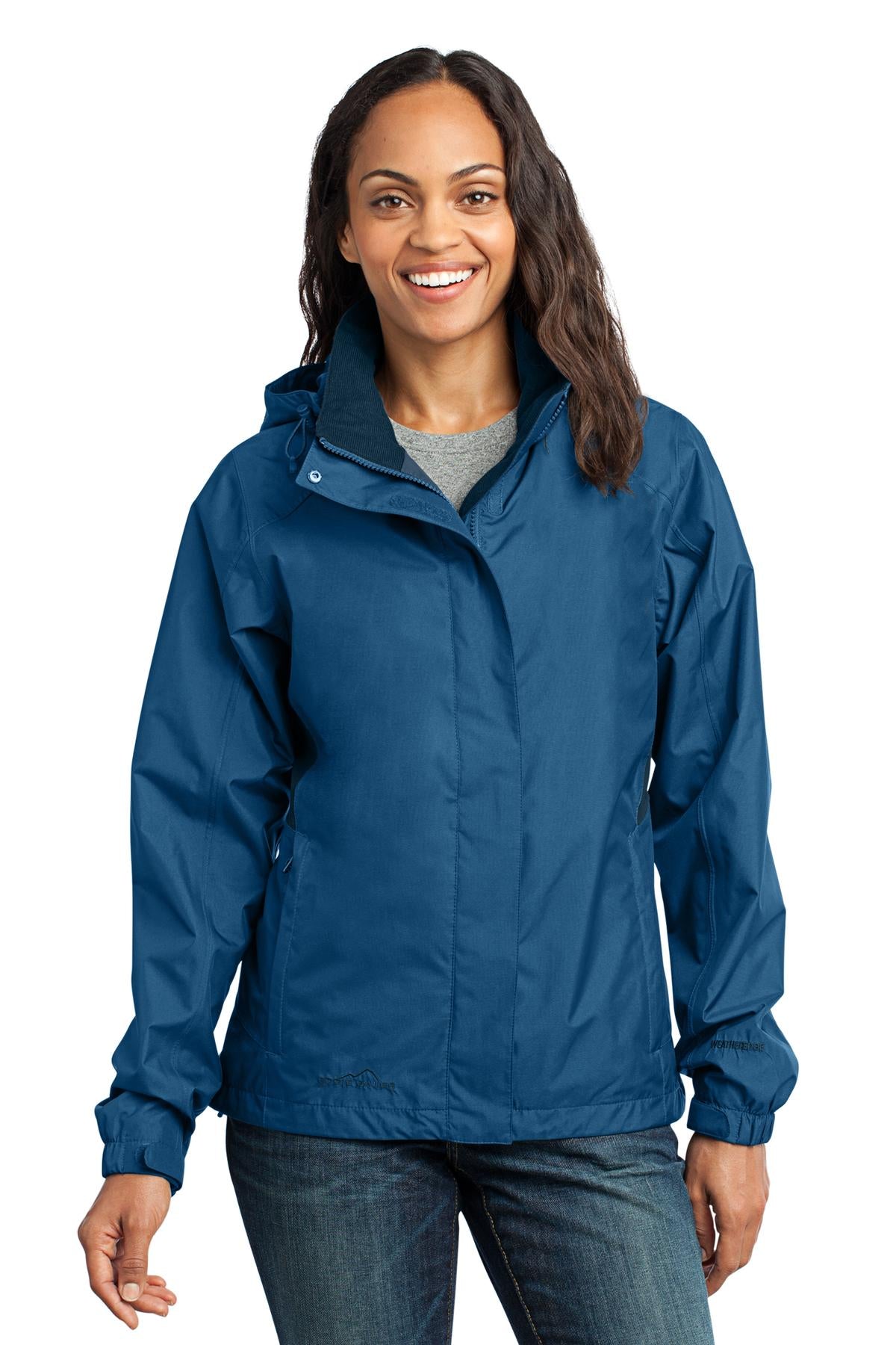 Eddie Bauer Women's Rain Jacket. EB551 - Deep Sea Blue/ Dark Adriatic