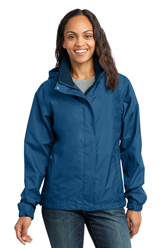 Eddie Bauer Women's Rain Jacket. EB551 - Deep Sea Blue/ Dark Adriatic