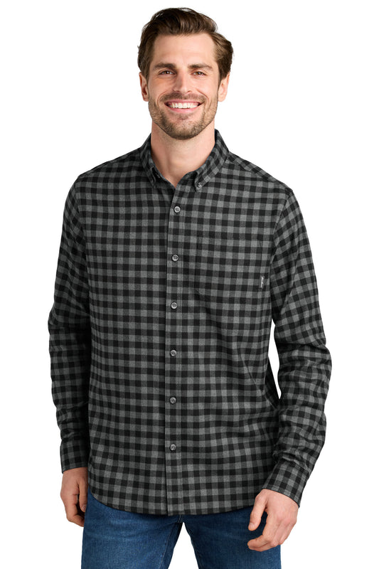 Eddie Bauer Long Sleeve Favorite Flannel Plaid Shirt EB610 - Deep Black Mini Buffalo