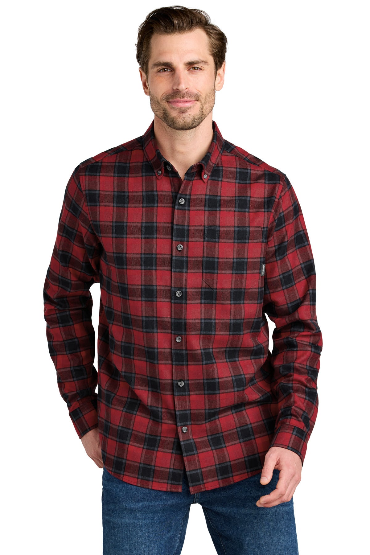 Eddie Bauer Long Sleeve Favorite Flannel Plaid Shirt EB610 - Red Highland Plaid