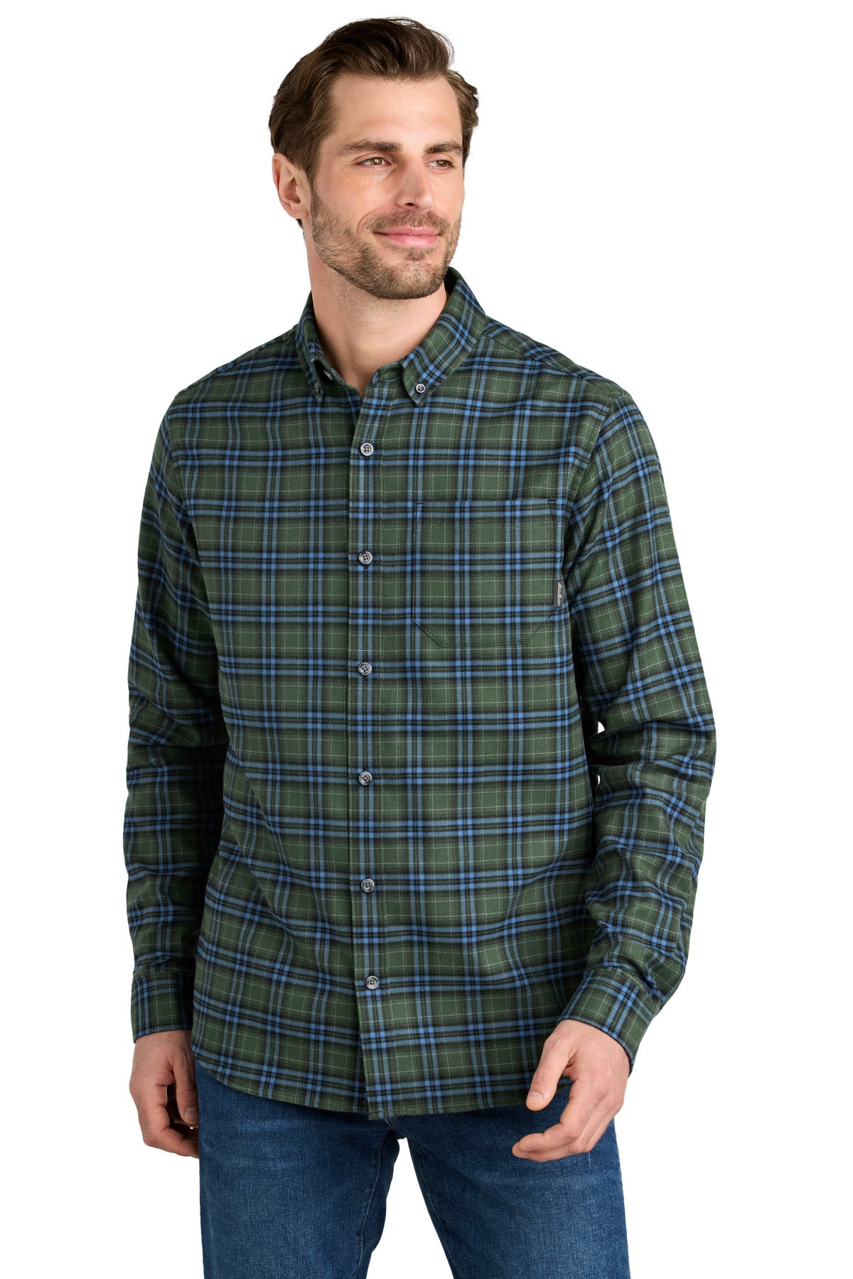 Eddie Bauer Long Sleeve Favorite Flannel Plaid Shirt EB610 - Soft Olive Plaid
