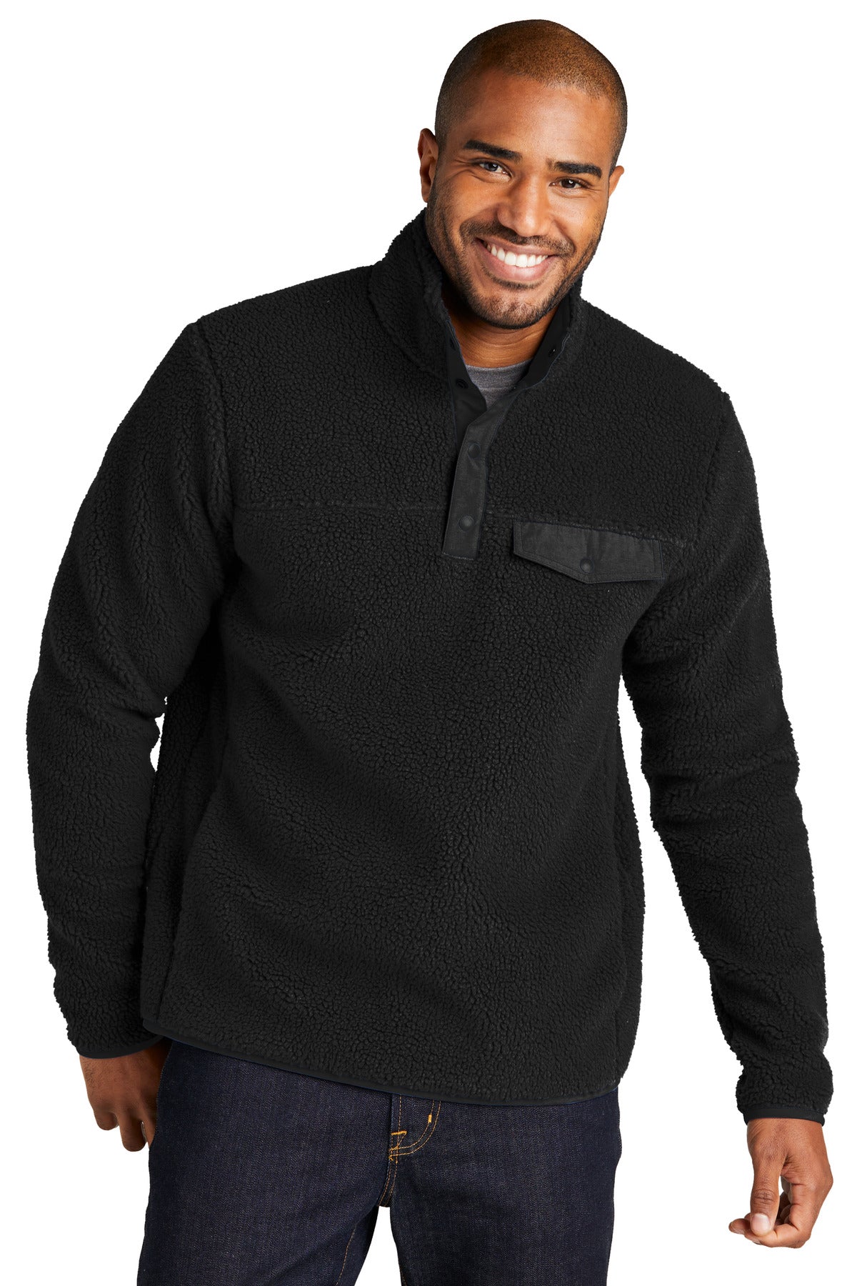 Port Authority Camp Fleece Snap Pullover F140 - Deep Black