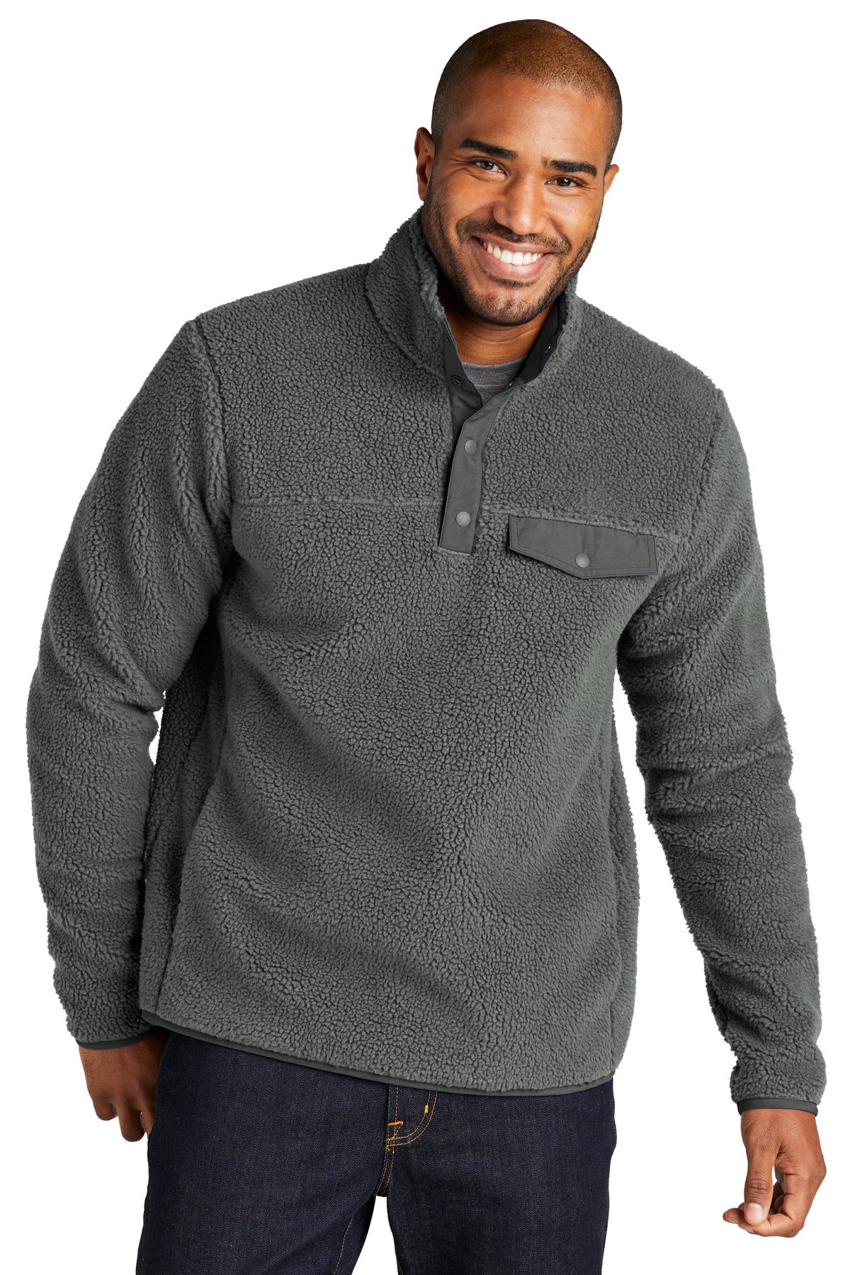 Port Authority Camp Fleece Snap Pullover F140 - Grey Steel