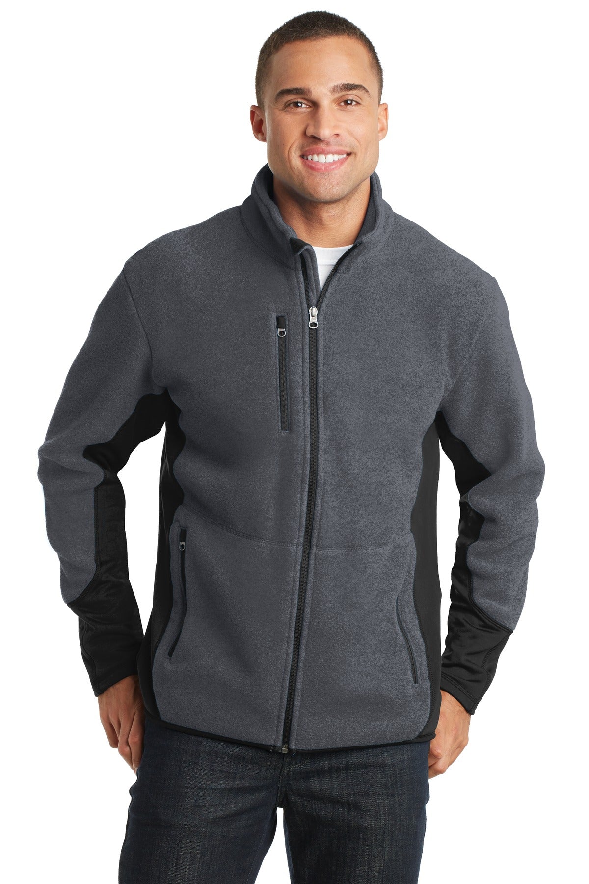 Port Authority R-Tek Pro Fleece Full-Zip Jacket. F227 - Charcoal Heather/ Black
