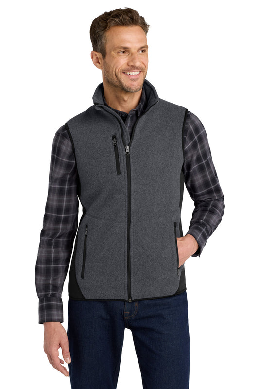 Port Authority R-Tek Pro Fleece Full-Zip Vest. F228 - Charcoal Heather/ Black