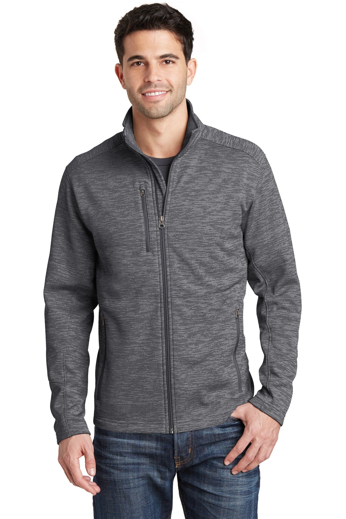 Port Authority Digi Stripe Fleece Jacket. F231 - Black
