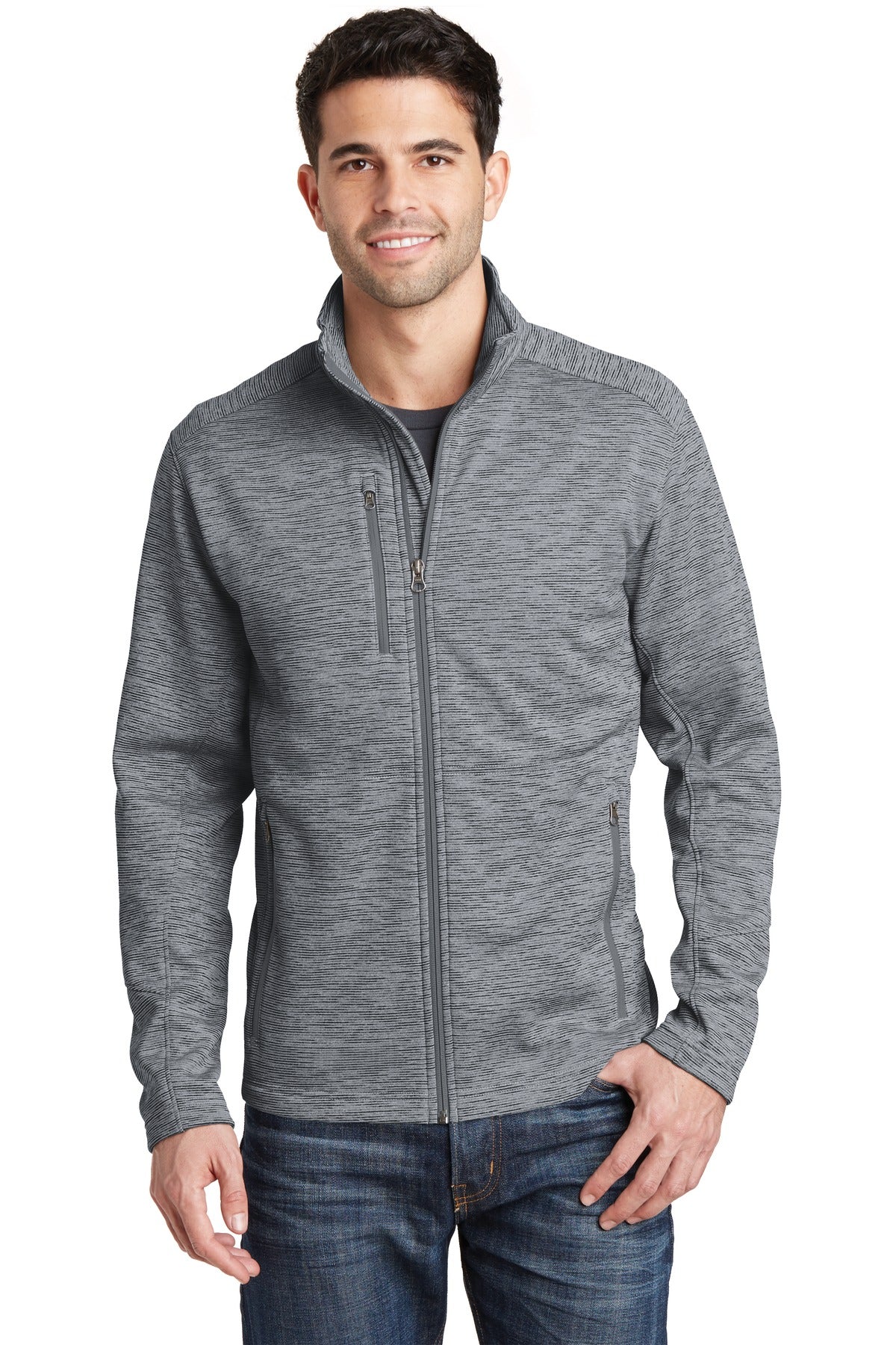 Port Authority Digi Stripe Fleece Jacket. F231 - Grey