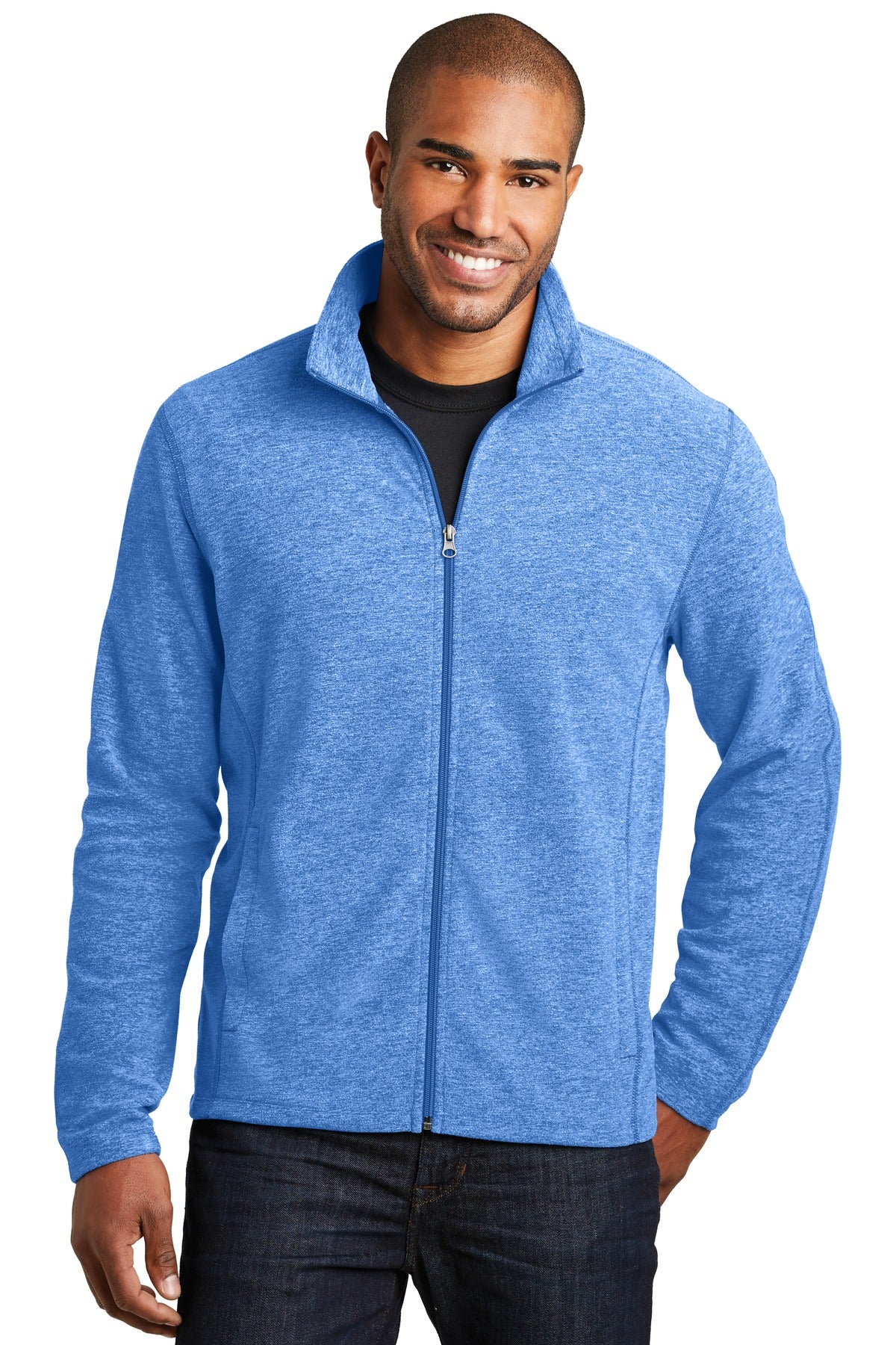 Port Authority Heather Microfleece Full-Zip Jacket. F235 - Light Royal Heather