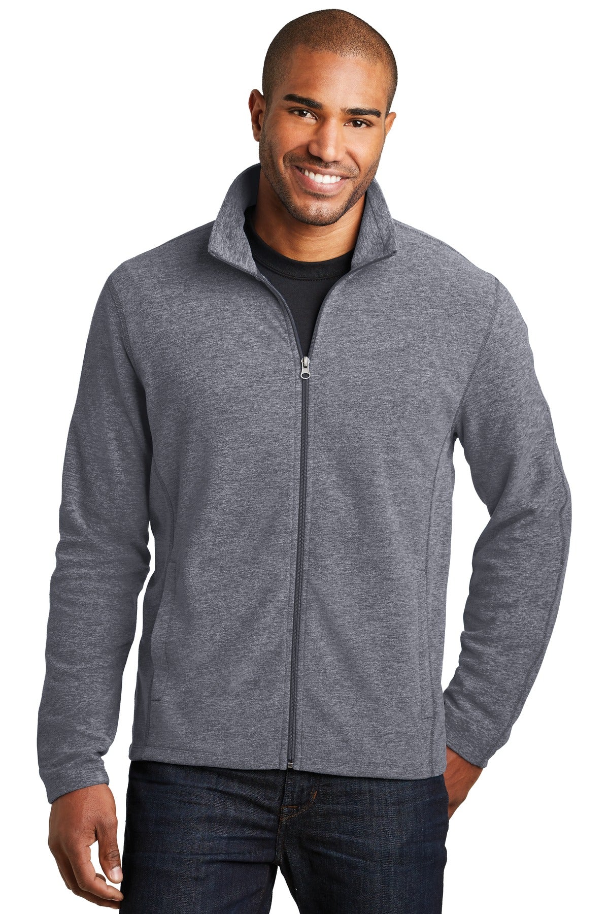 Port Authority Heather Microfleece Full-Zip Jacket. F235 - True Navy Heather