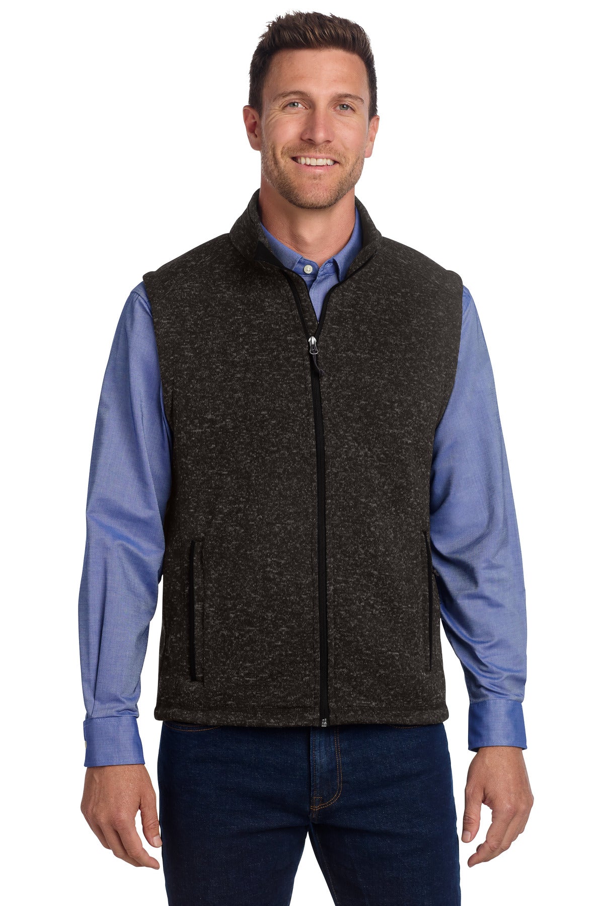 Port Authority  Sweater Fleece Vest F236 - Black Heather