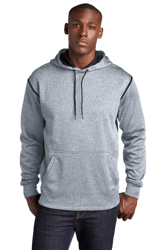 Sport-Tek Tech Fleece Colorblock Hooded Sweatshirt. F246 - Grey Heather/ Black