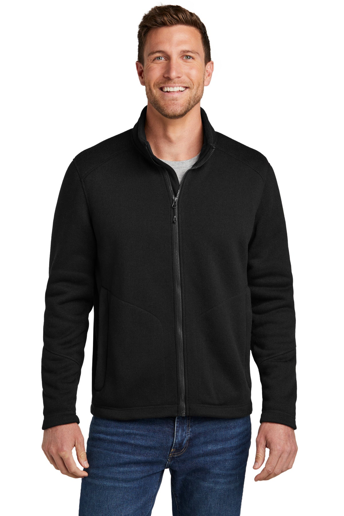 Port Authority Arc Sweater Fleece Jacket F428 - Deep Black