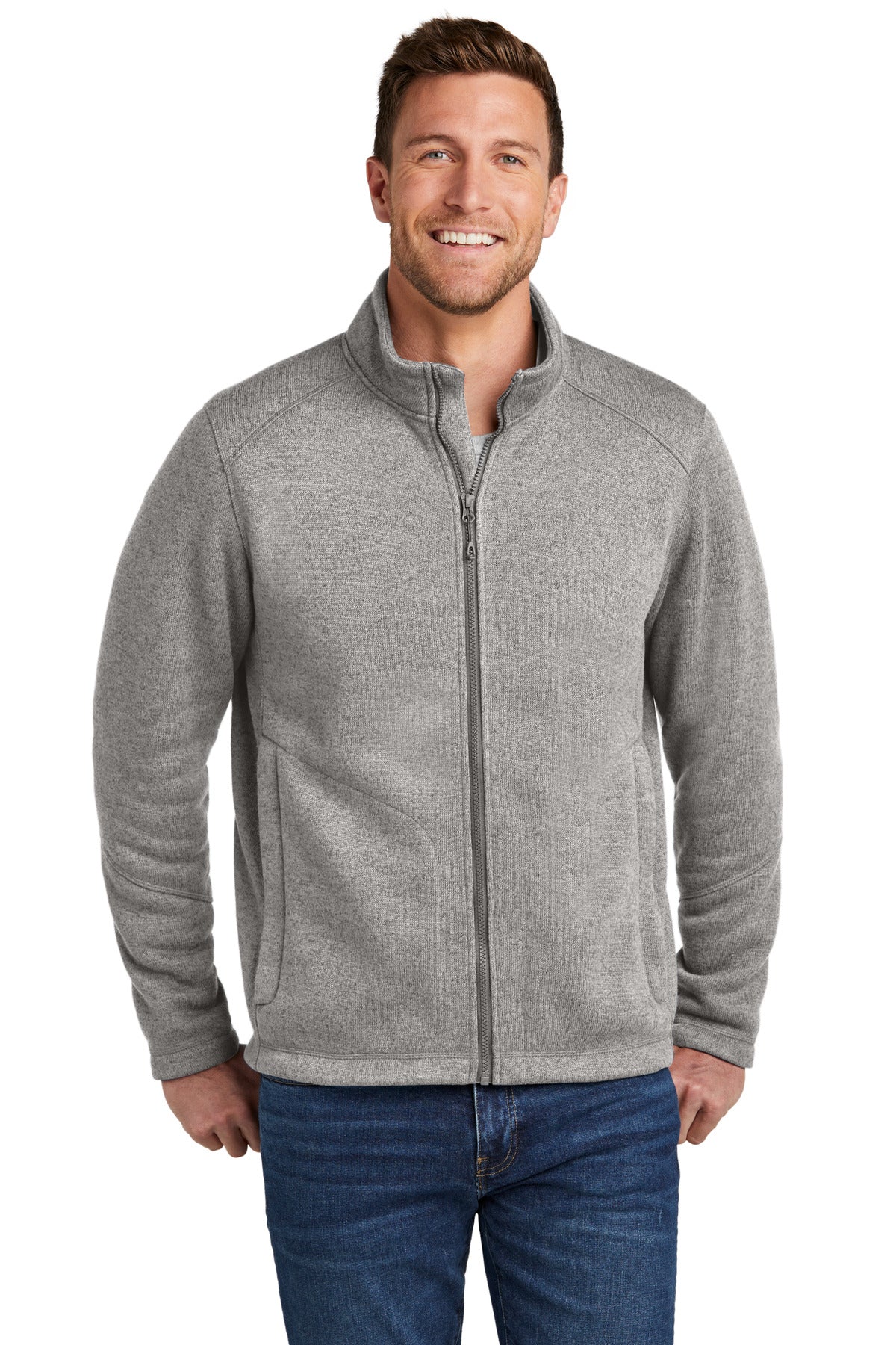 Port Authority Arc Sweater Fleece Jacket F428 - Deep Smoke Heather