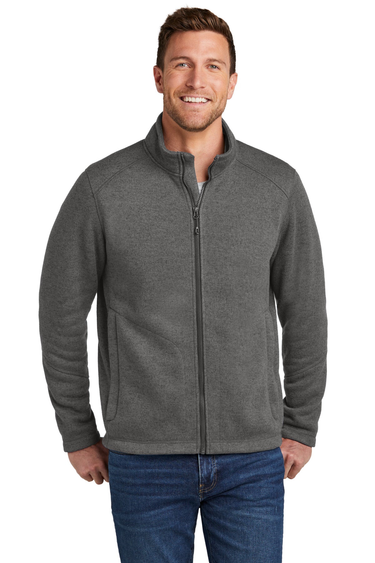 Port Authority Arc Sweater Fleece Jacket F428 - Grey Smoke Heather