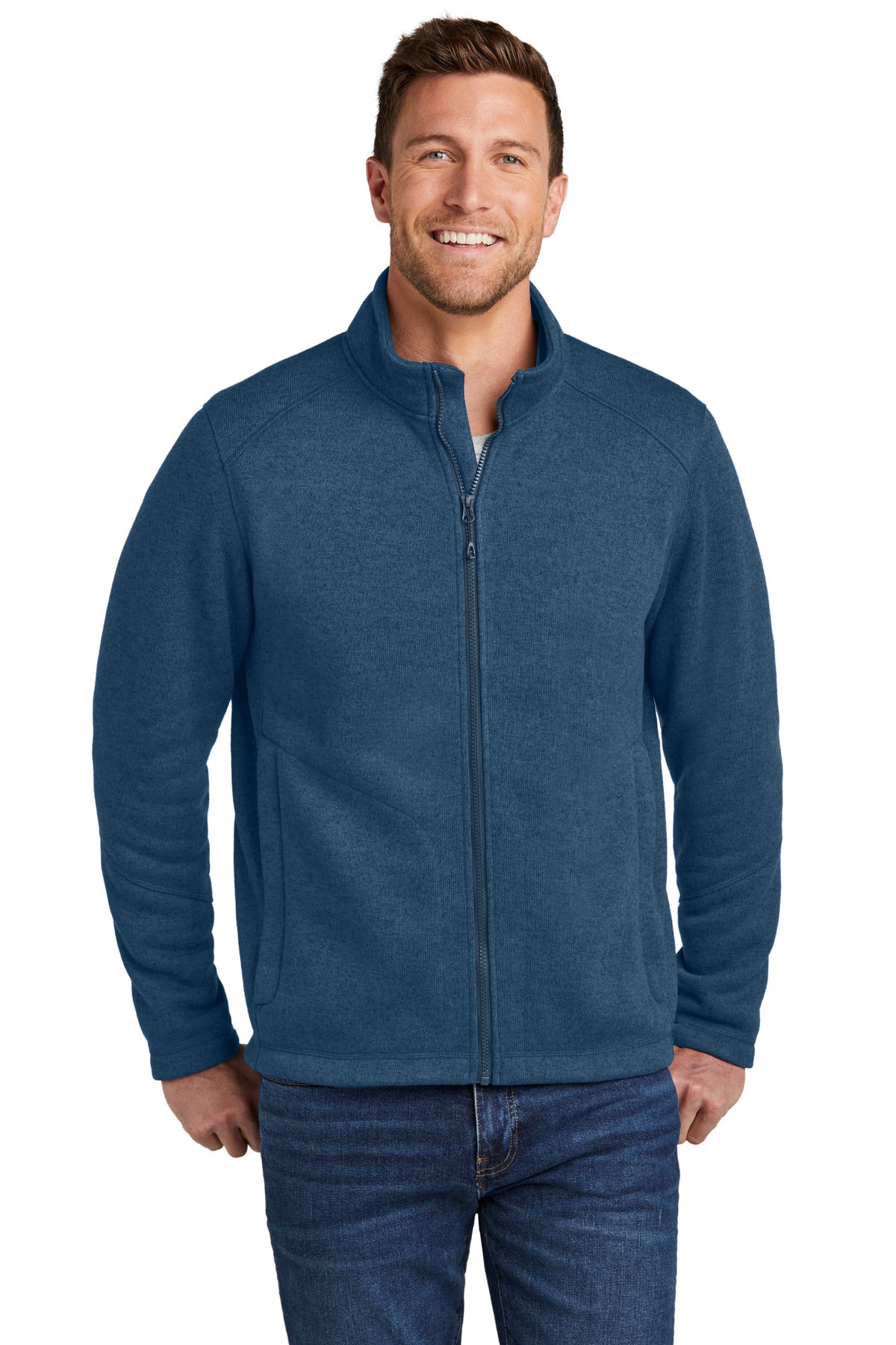 Port Authority Arc Sweater Fleece Jacket F428 - Insignia Blue Heather