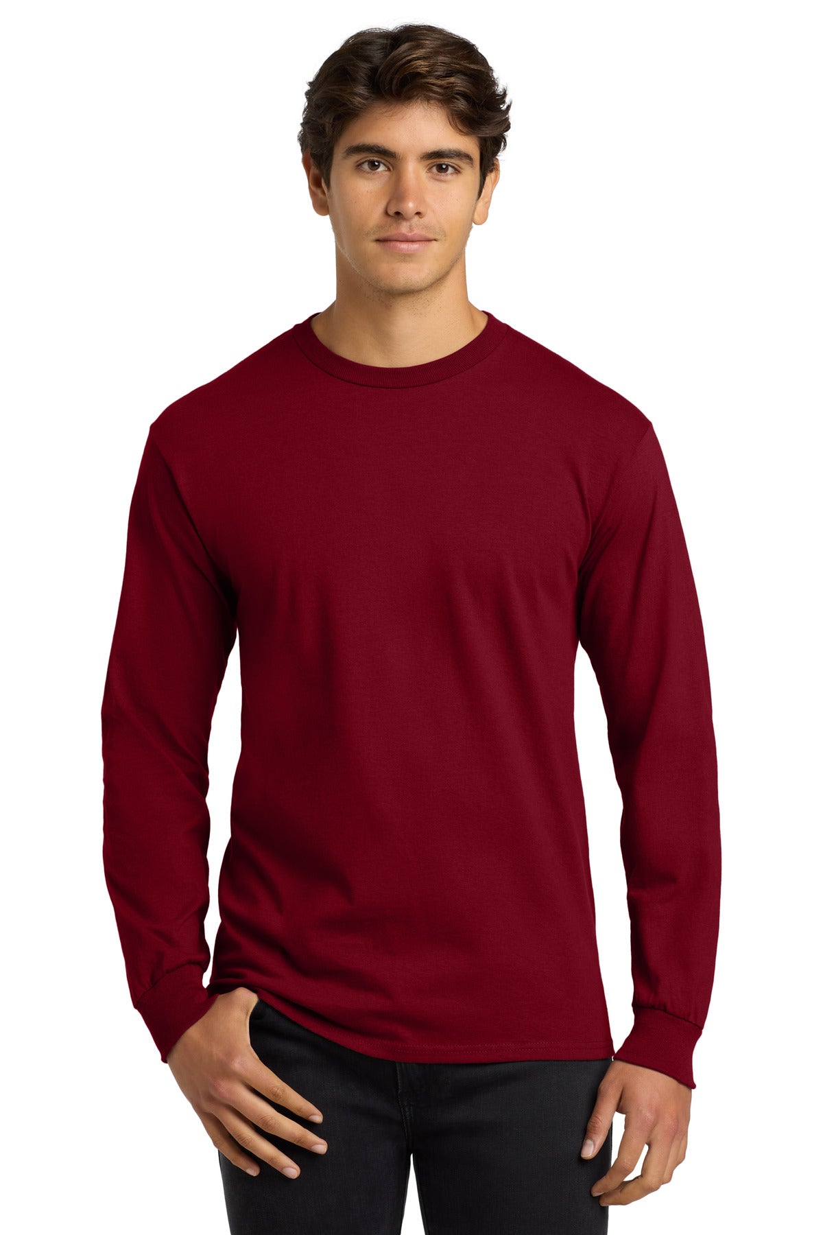 Gildan - Ultra Cotton 100% US Cotton Long Sleeve T-Shirt.  G2400 - Cardinal Red