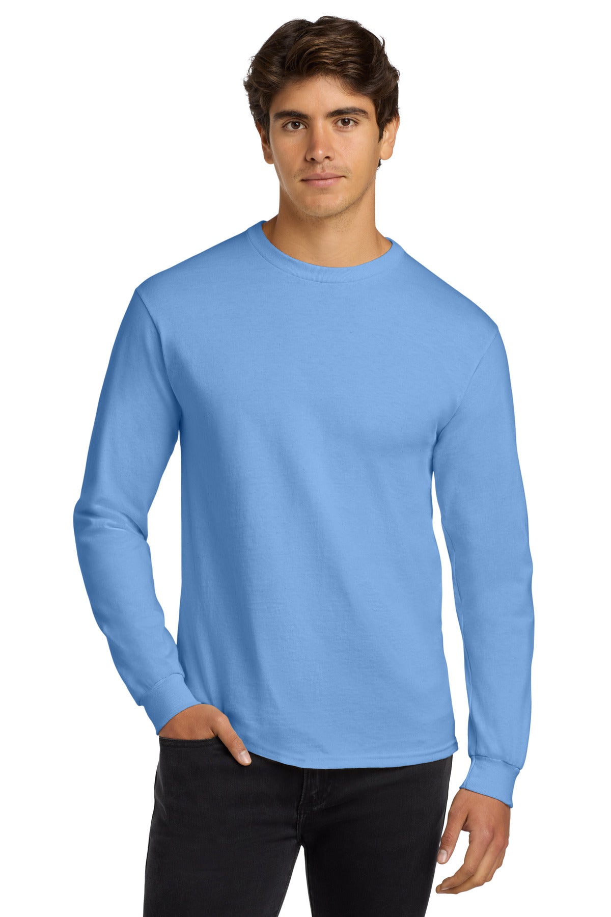 Gildan - Ultra Cotton 100% US Cotton Long Sleeve T-Shirt.  G2400 - Carolina Blue