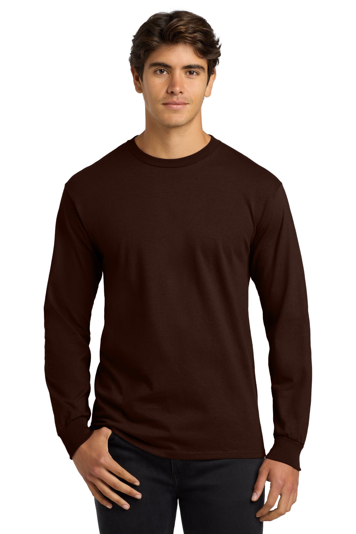 Gildan - Ultra Cotton 100% US Cotton Long Sleeve T-Shirt.  G2400 - Dark Chocolate