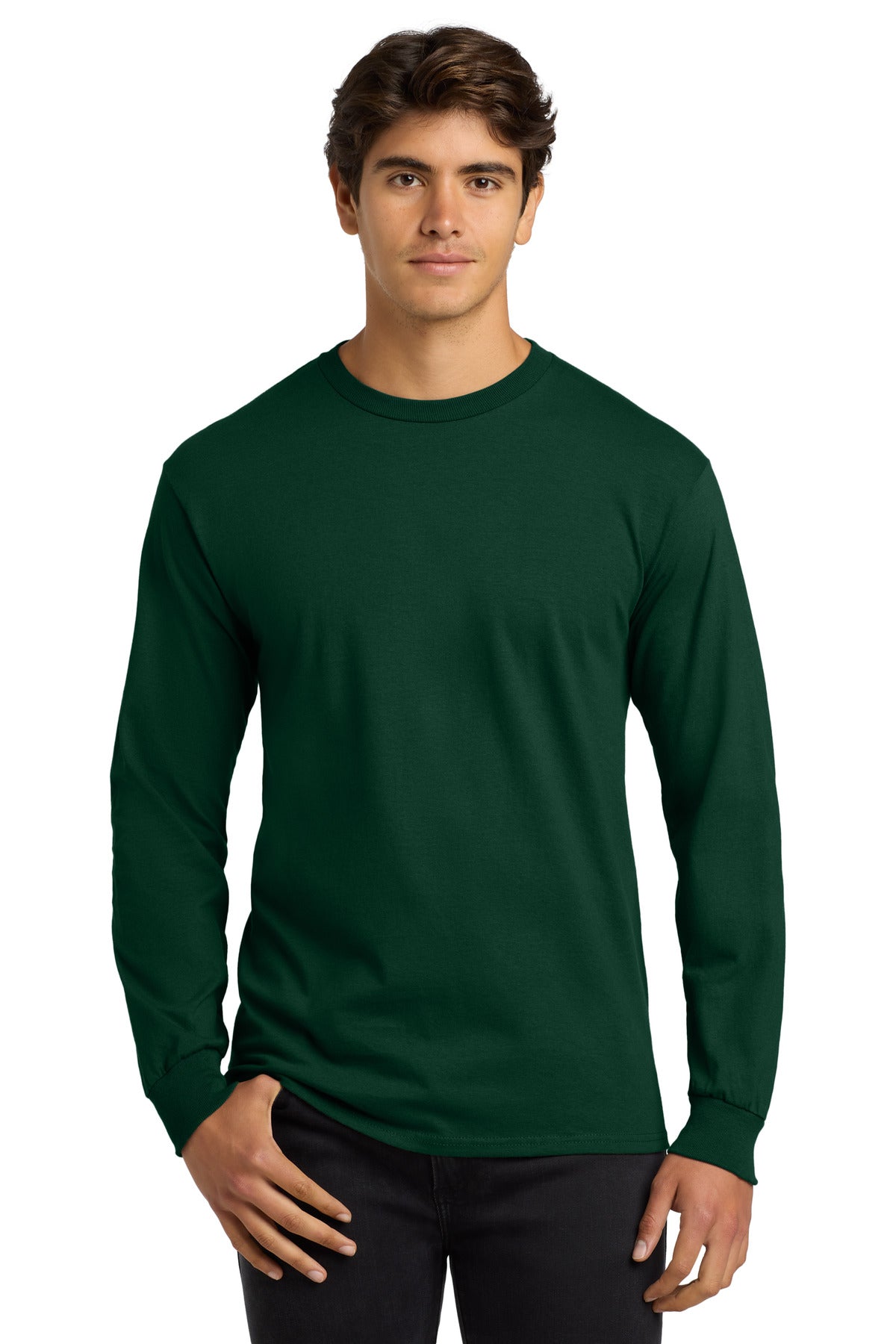 Gildan - Ultra Cotton 100% US Cotton Long Sleeve T-Shirt.  G2400 - Forest Green