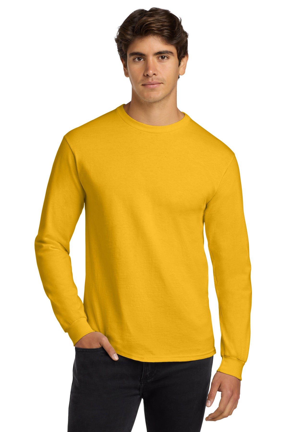 Gildan - Ultra Cotton 100% US Cotton Long Sleeve T-Shirt.  G2400 - Gold