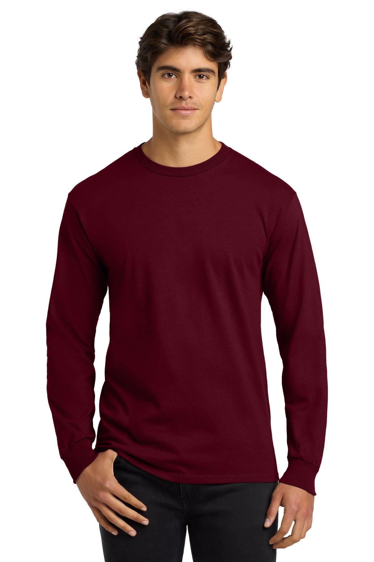 Gildan - Ultra Cotton 100% US Cotton Long Sleeve T-Shirt.  G2400 - Maroon