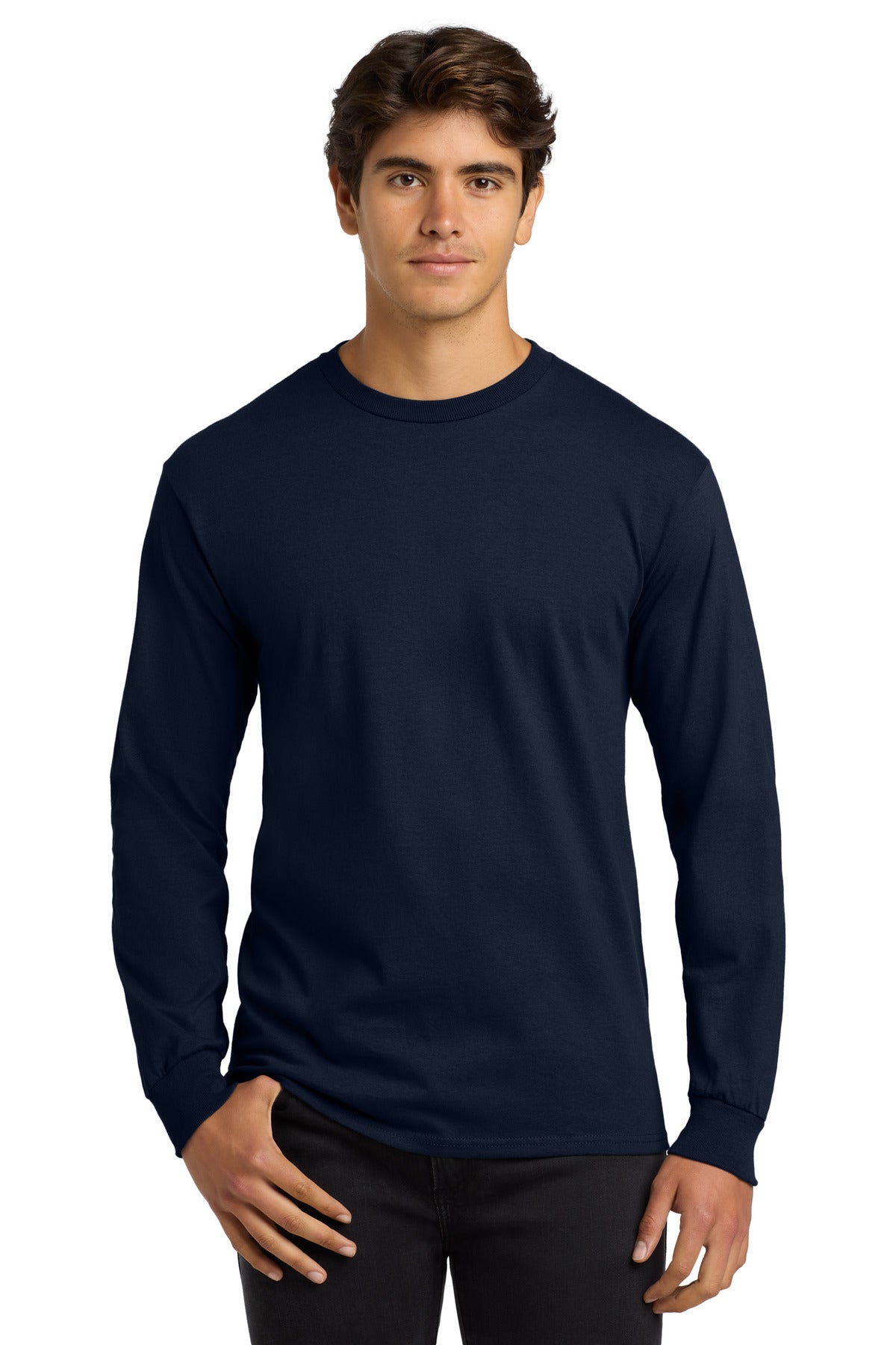 Gildan - Ultra Cotton 100% US Cotton Long Sleeve T-Shirt.  G2400 - Navy