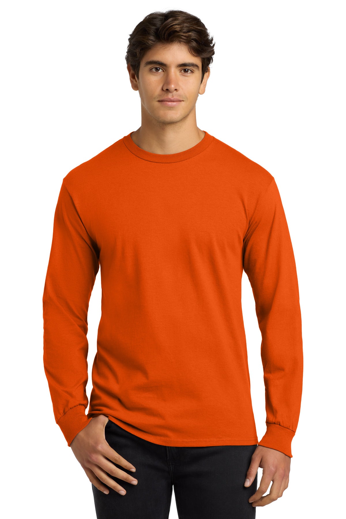 Gildan - Ultra Cotton 100% US Cotton Long Sleeve T-Shirt.  G2400 - Orange