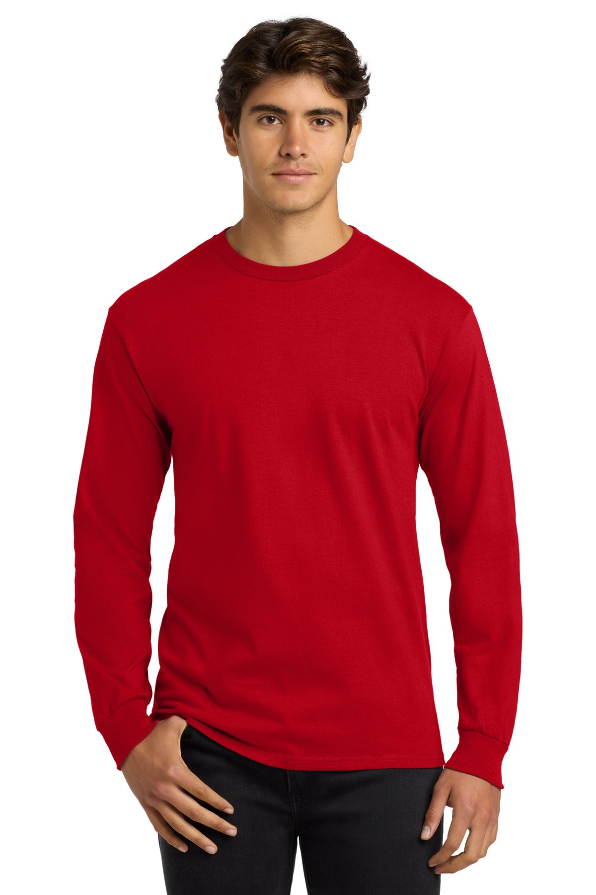 Gildan - Ultra Cotton 100% US Cotton Long Sleeve T-Shirt.  G2400 - Red