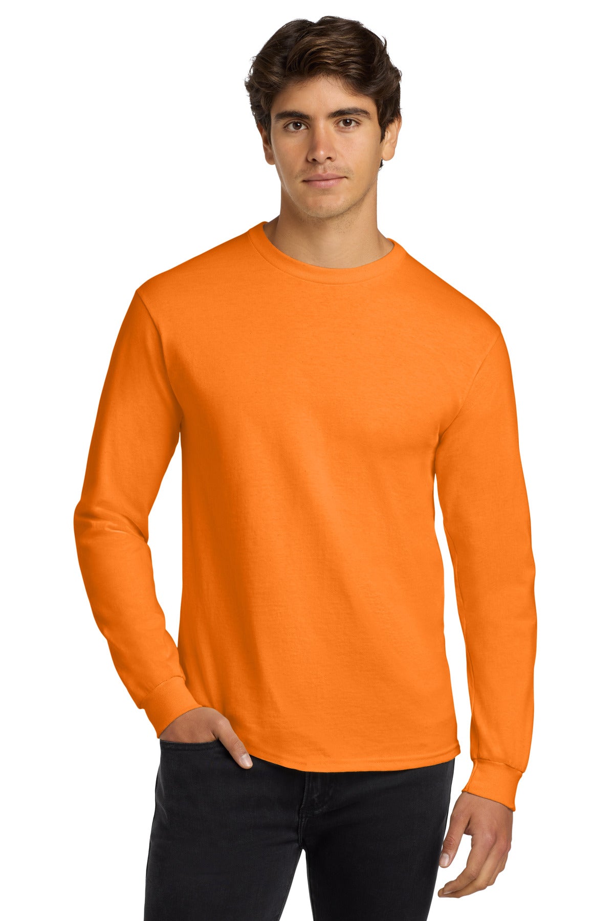 Gildan - Ultra Cotton 100% US Cotton Long Sleeve T-Shirt.  G2400 - S. Orange