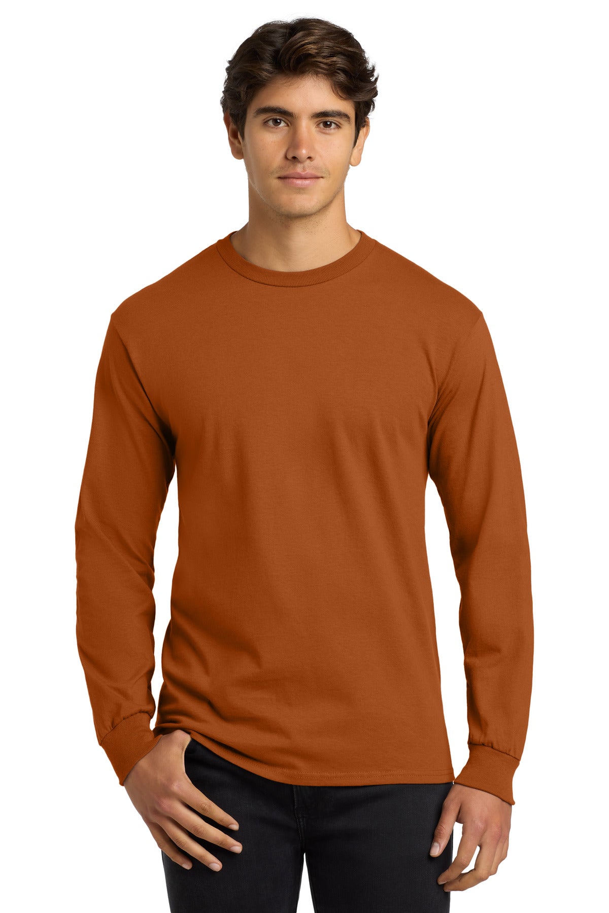 Gildan - Ultra Cotton 100% US Cotton Long Sleeve T-Shirt.  G2400 - Texas Orange